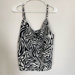 Milk & Honey Animal Print Zebra Cowl Neck Tank Top Ajustable Straps Size XL NWT
